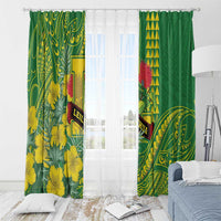 Hawaii Leilehua High School Window Curtain Tribal Tattoo With Hibiscus Flowers
