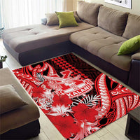Hawaii Kalani High School Area Rug Tribal Tattoo With Hibiscus Flowers LT05 - Polynesian Pride