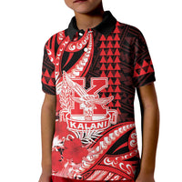 Personalised Hawaii Kalani High School Kid Polo Shirt Tribal Tattoo With Hibiscus Flowers