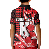 Personalised Hawaii Kalani High School Kid Polo Shirt Tribal Tattoo With Hibiscus Flowers