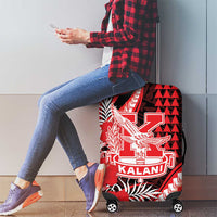 Hawaii Kalani High School Luggage Cover Tribal Tattoo With Hibiscus Flowers