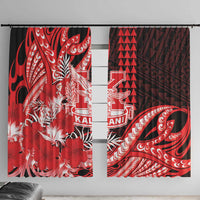 Hawaii Kalani High School Window Curtain Tribal Tattoo With Hibiscus Flowers