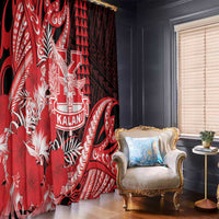 Hawaii Kalani High School Window Curtain Tribal Tattoo With Hibiscus Flowers