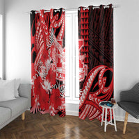 Hawaii Kalani High School Window Curtain Tribal Tattoo With Hibiscus Flowers