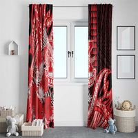 Hawaii Kalani High School Window Curtain Tribal Tattoo With Hibiscus Flowers