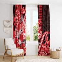 Hawaii Kalani High School Window Curtain Tribal Tattoo With Hibiscus Flowers