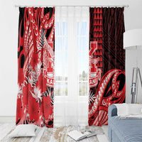 Hawaii Kalani High School Window Curtain Tribal Tattoo With Hibiscus Flowers