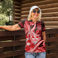 Personalised Hawaii Kalani High School Women Polo Shirt Tribal Tattoo With Hibiscus Flowers