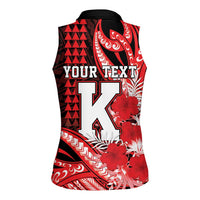 Personalised Hawaii Kalani High School Women Sleeveless Polo Shirt Tribal Tattoo With Hibiscus Flowers