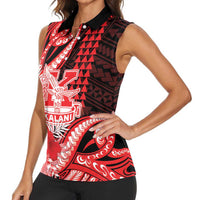 Personalised Hawaii Kalani High School Women Sleeveless Polo Shirt Tribal Tattoo With Hibiscus Flowers
