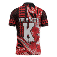 Personalised Hawaii Kalani High School Zipper Polo Shirt Tribal Tattoo With Hibiscus Flowers