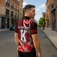 Personalised Hawaii Kalani High School Zipper Polo Shirt Tribal Tattoo With Hibiscus Flowers