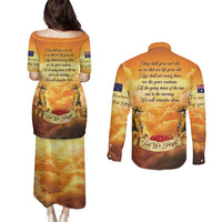 New Zealand And Australia ANZAC Day Couples Matching Puletasi and Long Sleeve Button Shirt Sinai Palestine Campaign Lest We Forget