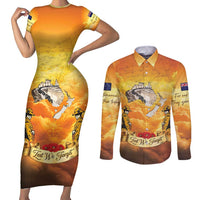 New Zealand And Australia ANZAC Day Couples Matching Short Sleeve Bodycon Dress and Long Sleeve Button Shirt Sinai Palestine Campaign Lest We Forget