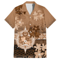 Tonga Emancipation Day Family Matching Off Shoulder Maxi Dress and Hawaiian Shirt Tongan Kupesi Ngatu Pattern Vintage Style LT05 Dad's Shirt - Short Sleeve Brown - Polynesian Pride