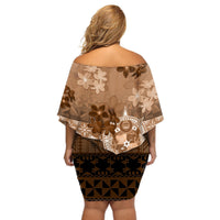 Tonga Emancipation Day Off Shoulder Short Dress Tongan Kupesi Ngatu Pattern Vintage Style LT05 - Polynesian Pride