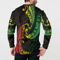 AAPI Heritage Month Button Sweatshirt Kanaka Maoli Polynesian Tribal Wave