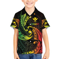 AAPI Heritage Month Family Matching Summer Maxi Dress and Hawaiian Shirt Kanaka Maoli Polynesian Tribal Wave LT05 Son's Shirt Reggae - Polynesian Pride