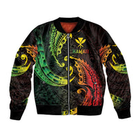 AAPI Heritage Month Sleeve Zip Bomber Jacket Kanaka Maoli Polynesian Tribal Wave LT05 Unisex Reggae - Polynesian Pride