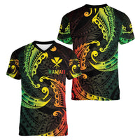 AAPI Heritage Month Women V-Neck T-Shirt Kanaka Maoli Polynesian Tribal Wave