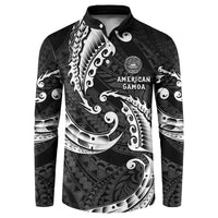 AAPI Heritage Month Button Sweatshirt American Samoa Polynesian Tribal Wave LT05 Black - Polynesian Pride