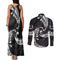 AAPI Heritage Month Couples Matching Tank Maxi Dress and Long Sleeve Button Shirt American Samoa Polynesian Tribal Wave LT05 - Polynesian Pride