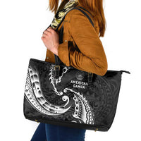 AAPI Heritage Month Leather Tote Bag American Samoa Polynesian Tribal Wave