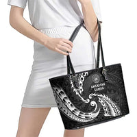 AAPI Heritage Month Leather Tote Bag American Samoa Polynesian Tribal Wave