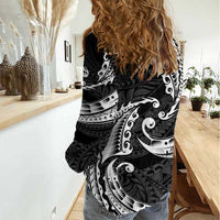 AAPI Heritage Month Women Casual Shirt American Samoa Polynesian Tribal Wave LT05 - Polynesian Pride