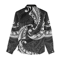 AAPI Heritage Month Women Casual Shirt American Samoa Polynesian Tribal Wave LT05 - Polynesian Pride