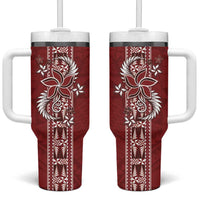 Tonga Language Week Tumbler With Handle Malo e Lelei Kupesi Ngatu Pattern