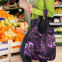 Aotearoa New Zealand Crocodile Grocery Bag Silver Fern Maori Pattern