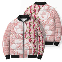 Samoa Teuila Bomber Puffer Jacket Pink Samoan Siapo Motifs