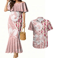 Samoa Teuila Couples Matching Mermaid Dress and Hawaiian Shirt Pink Samoan Siapo Motifs LT05 Pink - Polynesian Pride