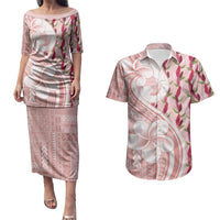 Samoa Teuila Couples Matching Puletasi and Hawaiian Shirt Pink Samoan Siapo Motifs LT05 Pink - Polynesian Pride
