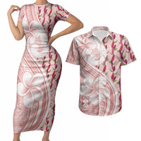 Samoa Teuila Couples Matching Short Sleeve Bodycon Dress and Hawaiian Shirt Pink Samoan Siapo Motifs LT05 Pink - Polynesian Pride