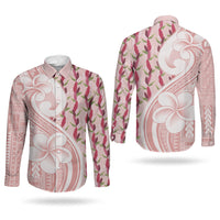 Samoa Teuila Couples Matching Short Sleeve Bodycon Dress and Long Sleeve Button Shirt Pink Samoan Siapo Motifs LT05 - Polynesian Pride