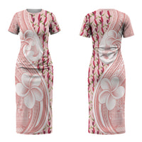 Samoa Teuila Couples Matching Short Sleeve Bodycon Dress and Long Sleeve Button Shirt Pink Samoan Siapo Motifs LT05 - Polynesian Pride