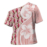 Samoa Teuila Cross Shoulder Shirt Pink Samoan Siapo Motifs