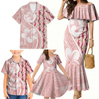 Samoa Teuila Family Matching Mermaid Dress and Hawaiian Shirt Pink Samoan Siapo Motifs LT05 - Polynesian Pride