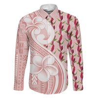 Samoa Teuila Family Matching Off Shoulder Maxi Dress and Hawaiian Shirt Pink Samoan Siapo Motifs