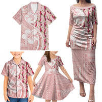Samoa Teuila Family Matching Puletasi and Hawaiian Shirt Pink Samoan Siapo Motifs LT05 - Polynesian Pride