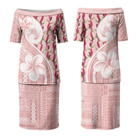 Samoa Teuila Family Matching Puletasi and Hawaiian Shirt Pink Samoan Siapo Motifs LT05 Mom's Dress Pink - Polynesian Pride