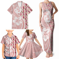 Samoa Teuila Family Matching Tank Maxi Dress and Hawaiian Shirt Pink Samoan Siapo Motifs LT05 - Polynesian Pride
