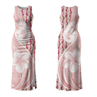 Samoa Teuila Family Matching Tank Maxi Dress and Hawaiian Shirt Pink Samoan Siapo Motifs LT05 Mom's Dress Pink - Polynesian Pride