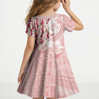 Samoa Teuila Kid Short Sleeve Dress Pink Samoan Siapo Motifs LT05 - Polynesian Pride