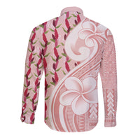 Samoa Teuila Long Sleeve Button Shirt Pink Samoan Siapo Motifs LT05 - Polynesian Pride