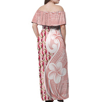 Samoa Teuila Off Shoulder Maxi Dress Pink Samoan Siapo Motifs LT05 - Polynesian Pride