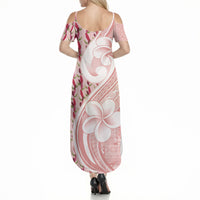 Samoa Teuila Summer Maxi Dress Pink Samoan Siapo Motifs LT05 - Polynesian Pride