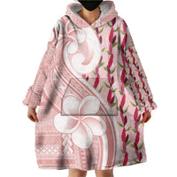 Samoa Teuila Wearable Blanket Hoodie Pink Samoan Siapo Motifs
